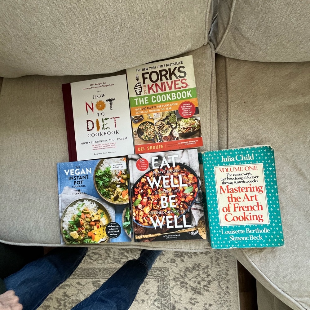 Assortment of Cookbooks: Vegan, Julia Child